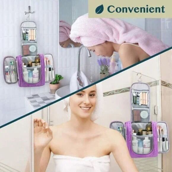 NEW TRAVEL Toiletry Bag Women Men Cosmetics Makeup Organizer Kit, Purple - Picture 6 of 7